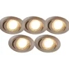 Set van 5 moderne inbouwspots staal incl. LED 3-staps dimbaar - Mio