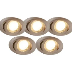 Set van 5 moderne inbouwspots staal incl. LED 3-staps dimbaar - Mio