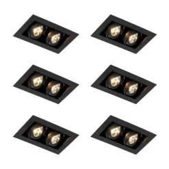 Set van 6 Moderne inbouwspot zwart 2-lichts verstelbaar - Oneon 70