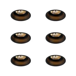 Set van 6 Moderne inbouwspot zwart AR70 - Dept
