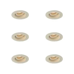 Set van 6 Moderne inbouwspot beige GU10 50mm draai- en kantelbaar - Chuck