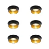 Set van 6 Moderne inbouwspot zwart met gouden binnenkant - Insta