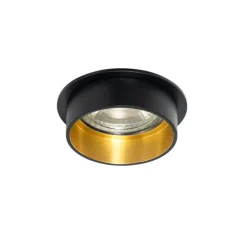 Set van 6 Moderne inbouwspot zwart met gouden binnenkant - Insta