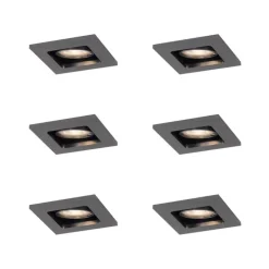Set van 6 Moderne inbouwspot gunmetal GU10 50mm rond kantelbaar - Qure