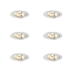 Set van 6 Moderne inbouwspot wit kantelbaar AR70 - Cisco