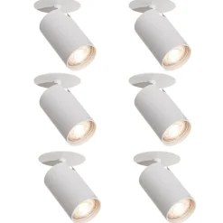 Set van 6 moderne inbouwspots wit GU10 50mm - Chels