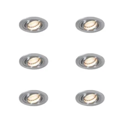 Set van 6 Moderne inbouwspot staal - Rondoo