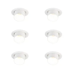 Set van 6 Moderne inbouwspot wit rond kantelbaar - Installa