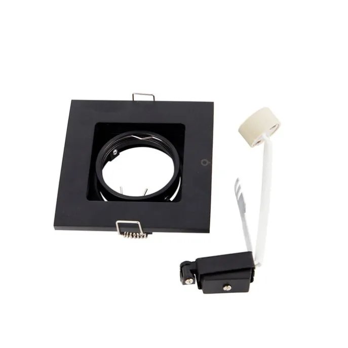 Set van 6 moderne inbouwspots zwart verstelbaar - Qure