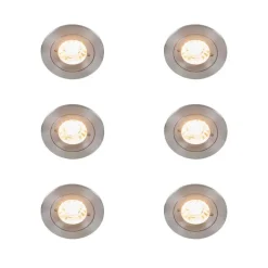 Set van 6 Moderne inbouwspot staal rond IP44 - Xena