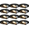 Set van 12 moderne inbouwspots zwart kantelbaar - Edu