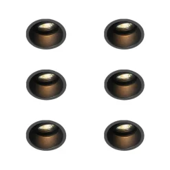 Set van 6 Moderne inbouwspot zwart draai- en kantelbaar - Alloy