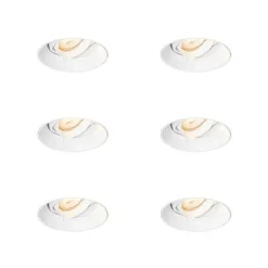 Set van 6 Moderne inbouwspot wit GU10 rond trimless - Oneon