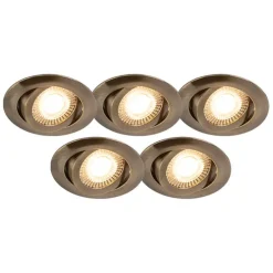 Set van 5 moderne inbouwspots brons incl. LED 3-staps dimbaar - Mio