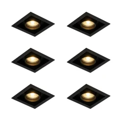 Set van 6 Moderne inbouwspot zwart verstelbaar - Roof