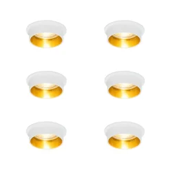 Set van 6 Moderne inbouwspot wit met gouden binnenkant - Insta