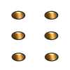Set van 6 moderne inbouwspots zwart met goud GU10 35mm IP44 - Dept