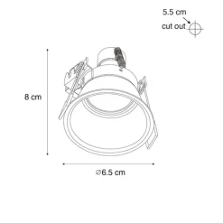 Set van 6 moderne inbouwspots zwart met goud GU10 35mm IP44 - Dept
