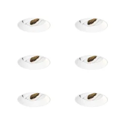 Set van 6 Moderne inbouwspot wit GU10 rond trimless - Oneon Honey