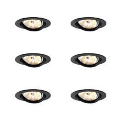 Set van 6 Moderne inbouwspot zwart kantelbaar AR70 - Cisco
