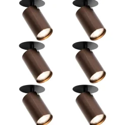 Set van 6 moderne inbouwspots donker brons GU10 50mm - Chels