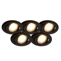 Set van 5 moderne inbouwspots zwart incl. LED 3-staps dimbaar - Mio