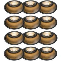 Set van 12 moderne inbouwspots zwart - Dept