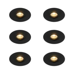 Set van 6 Moderne inbouwspot zwart 12 cm - Buco