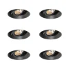 Set van 6 Moderne inbouwspot zwart GU10 AR70 rond trimless - Oneon