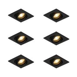 Set van 6 Moderne inbouwspot zwart verstelbaar - Club