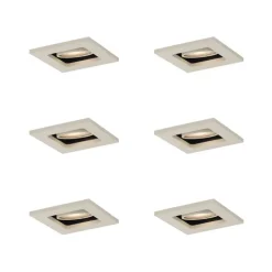 Set van 6 Moderne inbouwspot beige GU10 50mm draai- en kantelbaar - Qure