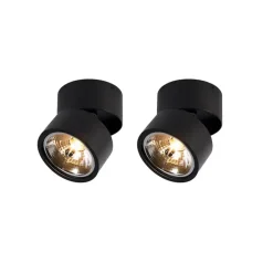 Set van 2 moderne spots zwart rond verstelbaar - Go Nine