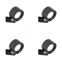 Set van 4 moderne wand- plafondlampen zwart incl. LED oplaadbaar - Bright