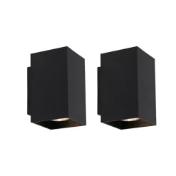 Set van 2 moderne wandlampen zwart vierkant 2-lichts - Sandy