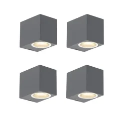 Set van 4 moderne wandlampen donkergrijs IP44 - Baleno