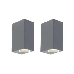 Set van 2 moderne wandlampen donkergrijs 2-lichts IP44 - Baleno