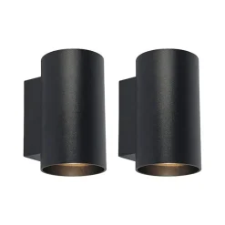 Set van 2 moderne wandlampen zwart rond 2-lichts - Sandy