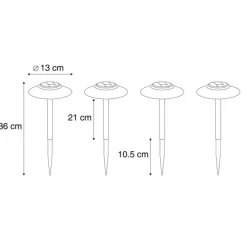 Set van 4 prikspots groen incl. LED IP44 solar - Mushroom