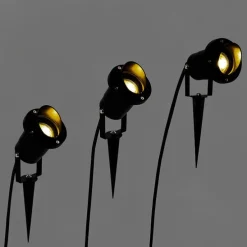 Set van 3 prikspots zwart incl. snoer en stekker IP65 - Done