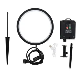 Set van 2 prikspots zwart 50cm incl. LED oplaadbaar en solar IP65 - Adalind