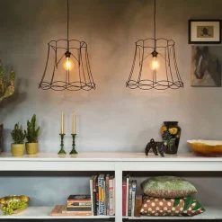 Set van 2 retro hanglampen zwart 50 cm - Granny Frame