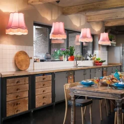 Set van 4 retro hanglampen roze 45 cm - Granny