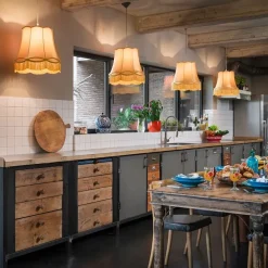 Set van 4 retro hanglampen goud 45 cm - Granny