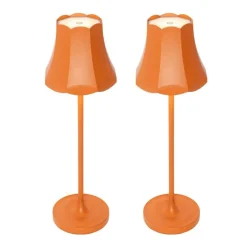 Set van 2 retro tafellampen oranje oplaadbaar IP44 - Granny
