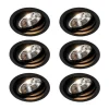 Set van 6 Ronde inbouwspot zwart verstelbaar - Chuck 111