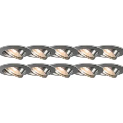 Set van 10 ronde inbouwspots chroom kantelbaar - Edu