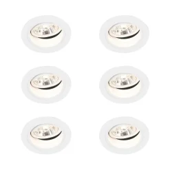 Set van 6 Ronde inbouwspot wit verstelbaar - Chuck 70
