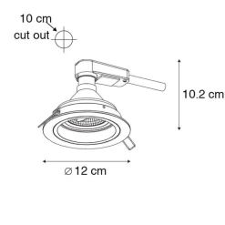 Set van 6 Ronde inbouwspot wit verstelbaar - Chuck 70