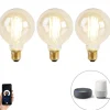 Set van 3 smart E27 dim to warm LED lampen G95 goldline 7W 806 lm 1800K - 3000K