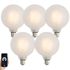 Set van 5 Smart E27 dimbare LED lampen G125 mat 7W 806 lm 2700-6500K